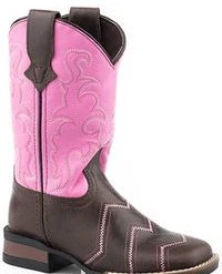 'Roper' Toddlers' Monterey Angles Square Toe - Brown / Pink