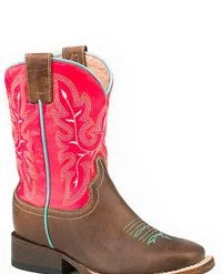 'Roper' Big Kids Girls' Square Toe - Brown / Pink