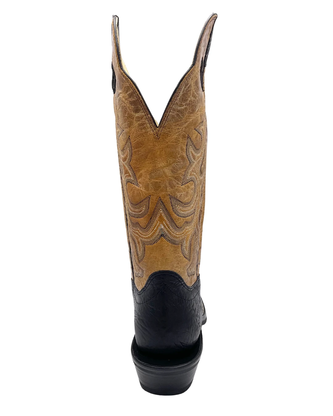 'Hondo Boots' Men's 14" Nubuck Bullhide Western Round Toe - Black / Tan - Image 5