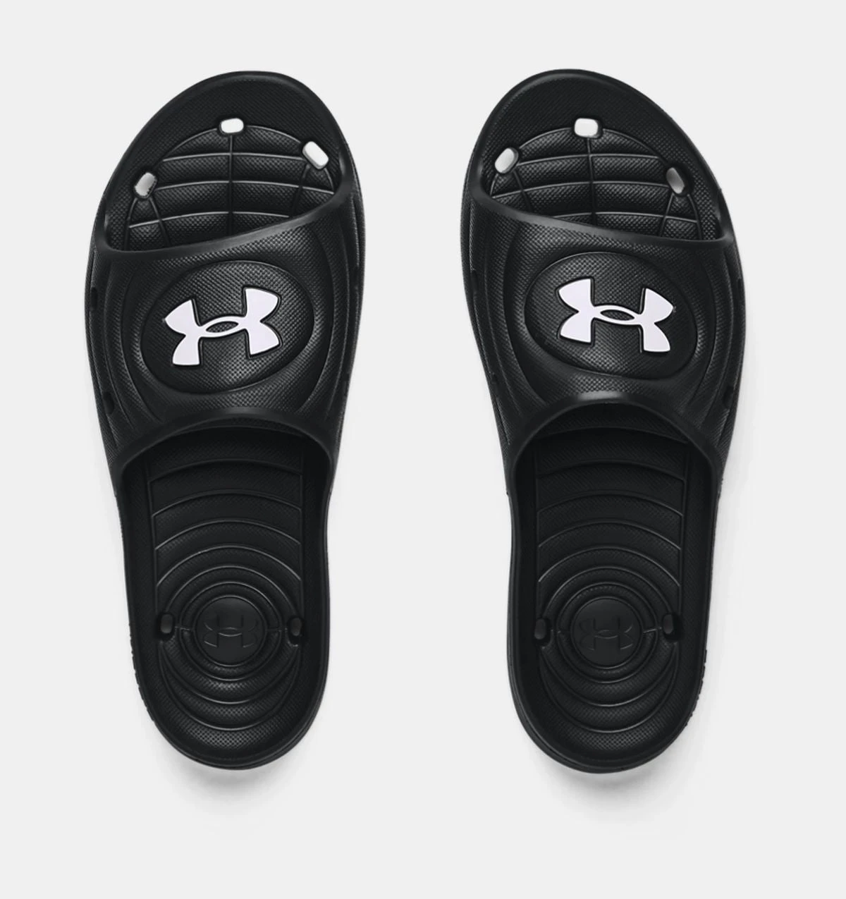 'Under Armour' Men's Locker IV Slide Sandal - Black / Black / White - Image 2