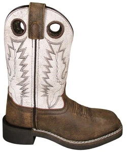 Smoky Mountain Boots 'Smoky Mountain' Youth Drifter Western Square Toe - Brown Distress / Antique White