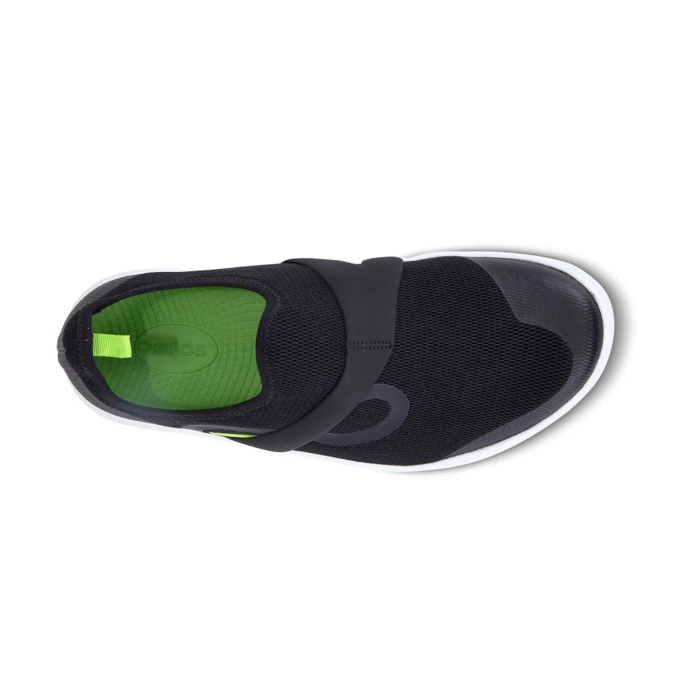 'OOFOS' Men's OOmg Mesh Low Slip On - White / Black - Image 2