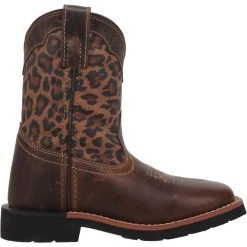 Dan Post Boot Co 'Dan Post' Youth 9" Makucha Leopard Western Square Toe - Tan / Multi (Sizes 12C-3Y)