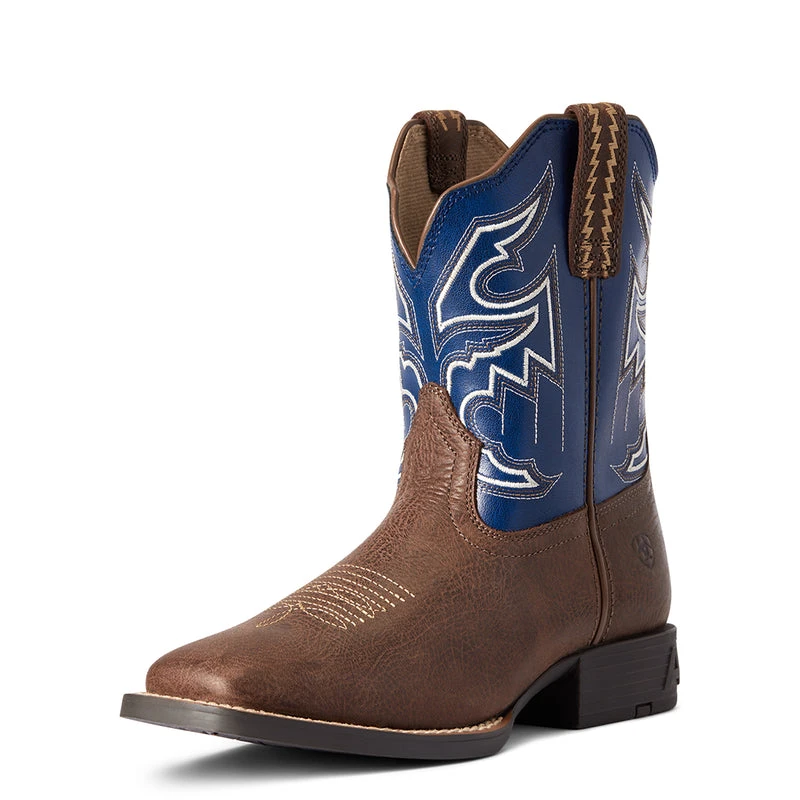 'Ariat' Youth 8" Sorting Pen Western Square Toe - Chocolate / Navy - Image 4