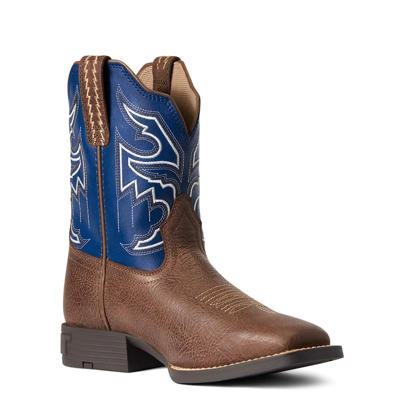 'Ariat' Youth 8" Sorting Pen Western Square Toe - Chocolate / Navy - Image 6