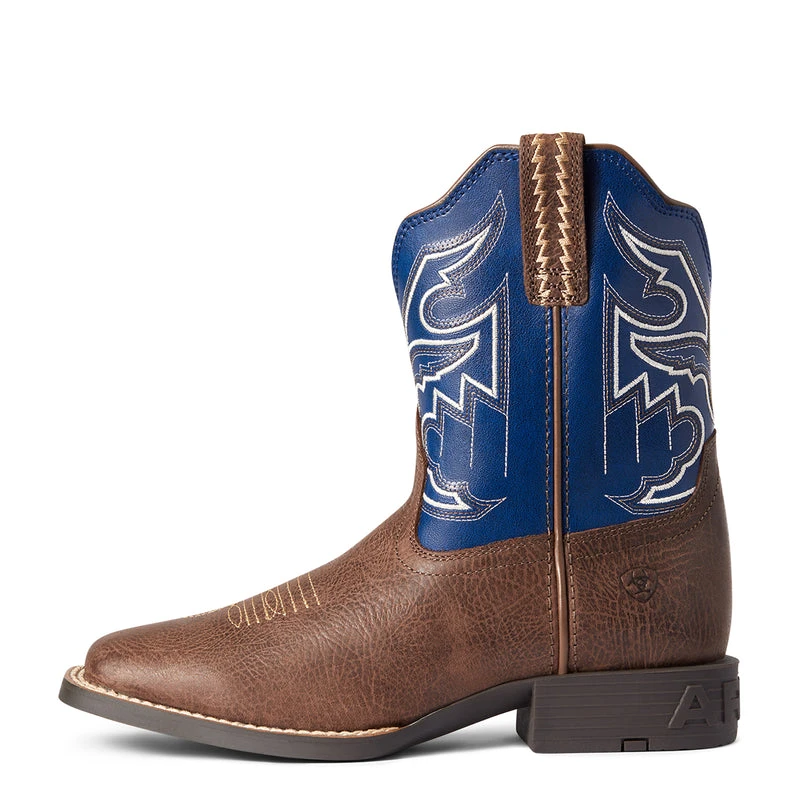 'Ariat' Youth 8" Sorting Pen Western Square Toe - Chocolate / Navy