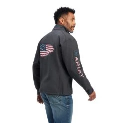 'Ariat' Men's Logo 2.0 Patriot Softshell Water Resistant Jacket - Charcoal