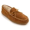 Minnetonka Moccasin Co 'Minnetonka' Men's Pile Lined Hardsole Moc Slipper - Tan (Ext. Sizes)