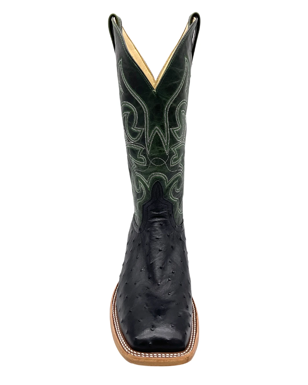'Anderson Bean' Men's 13" HorsePower Top Hand Full Quill Ostrich - Black / Emerald Explosion - Image 4