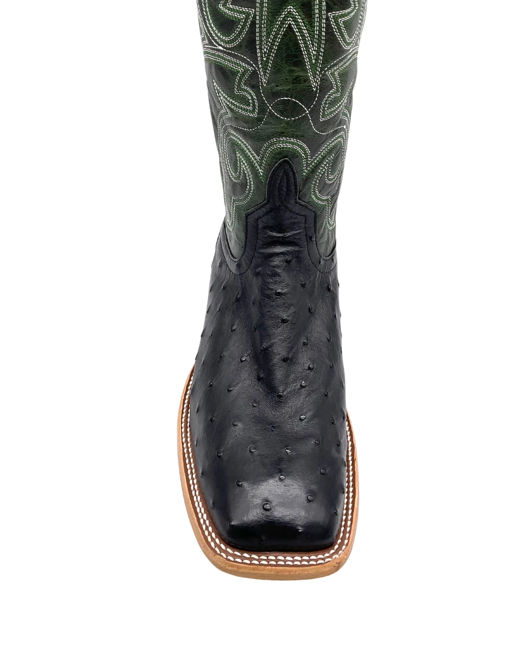 'Anderson Bean' Men's 13" HorsePower Top Hand Full Quill Ostrich - Black / Emerald Explosion - Image 3