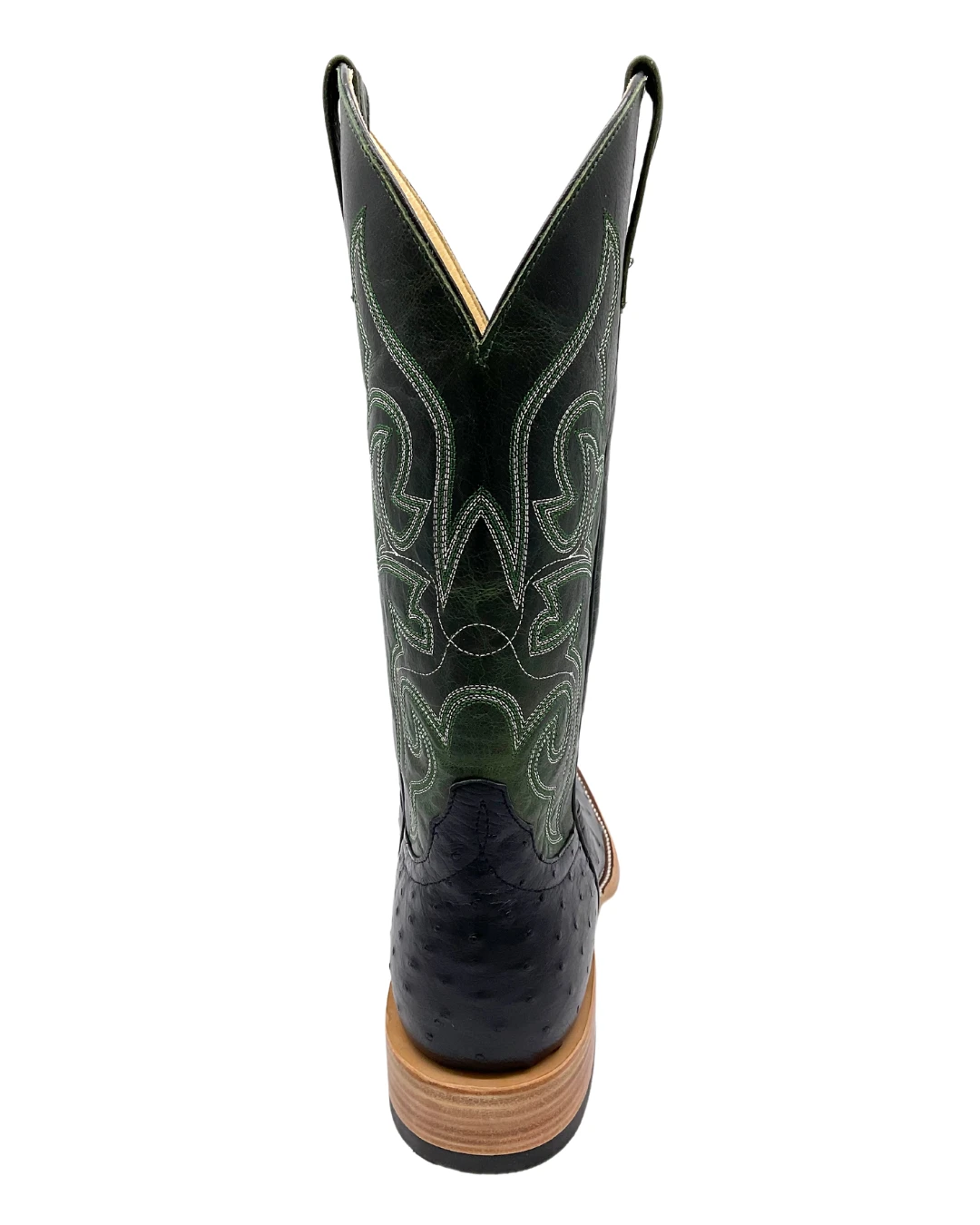'Anderson Bean' Men's 13" HorsePower Top Hand Full Quill Ostrich - Black / Emerald Explosion - Image 5