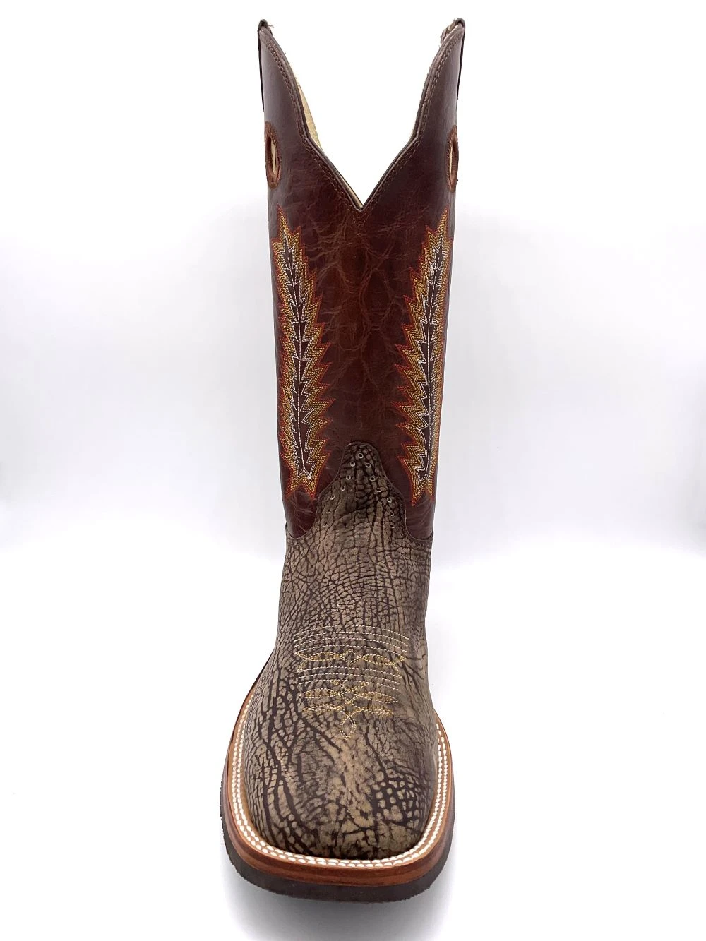 'Hondo' Men's 13" Nubuck Bullhide Square Toe - Caramel / Rust Volcano - Image 4