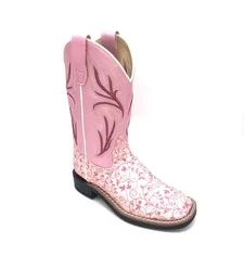 'Old West' Children's Western Broad Square Toe - Pink Print