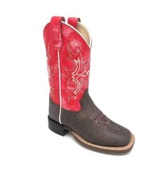 'Old West' Children's Western Broad Square Toe - Brown / Red
