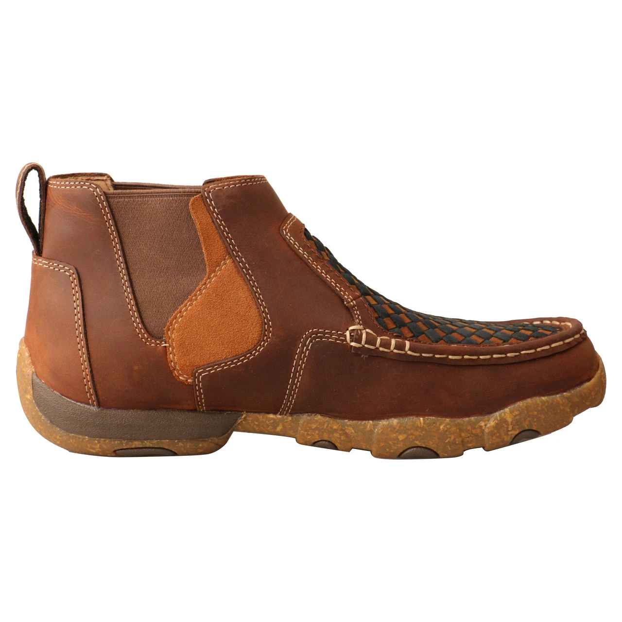 Twisted X Boots 'Twisted X' Men's 4" Chelsea Basket Weave Driving Moc - Oiled Saddle - Image 5