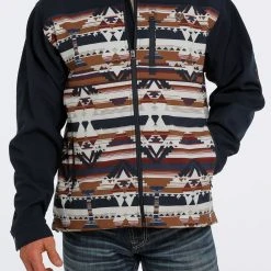 'Cinch' Men's Bonded Jacket - Navy Aztec