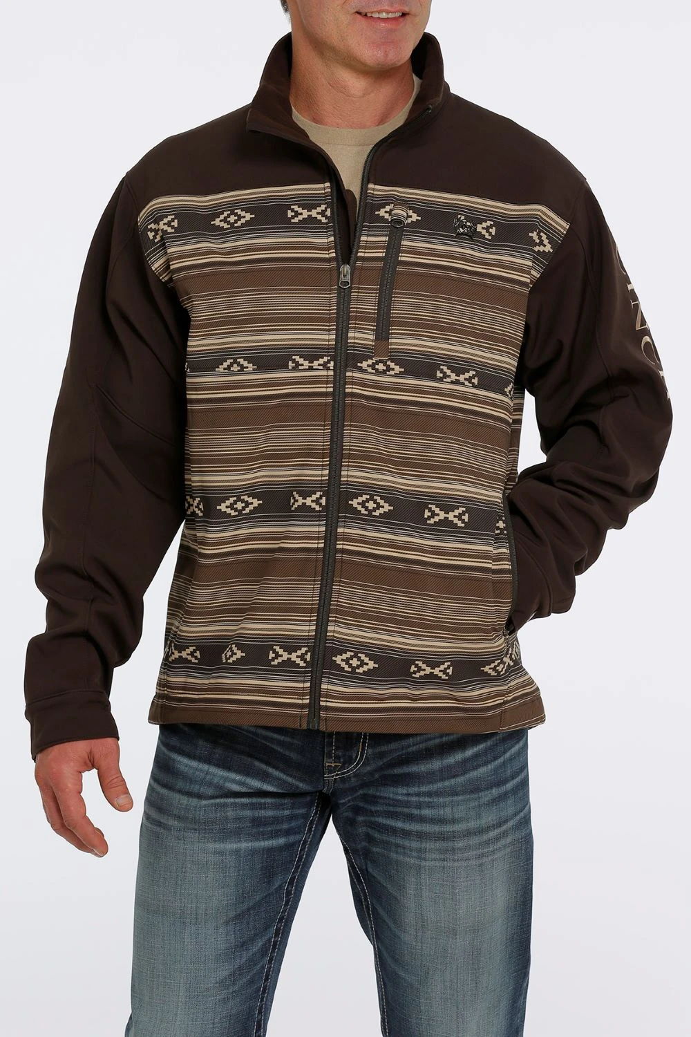 'Cinch' Men's Bonded Jacket - Brown Aztec - Image 3