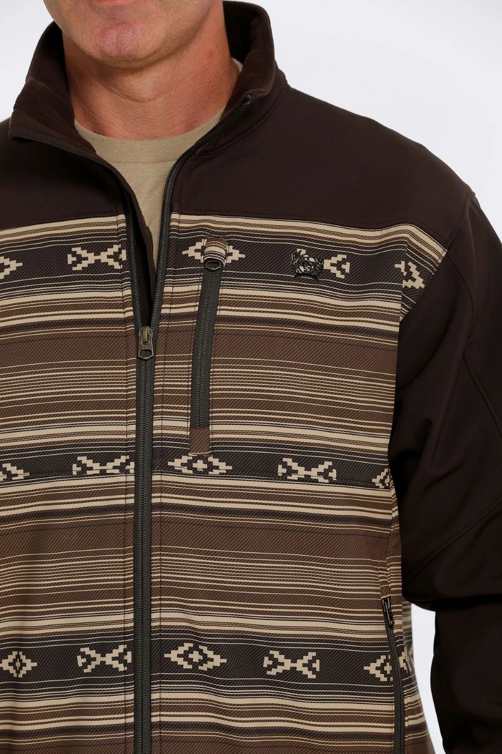 'Cinch' Men's Bonded Jacket - Brown Aztec - Image 2