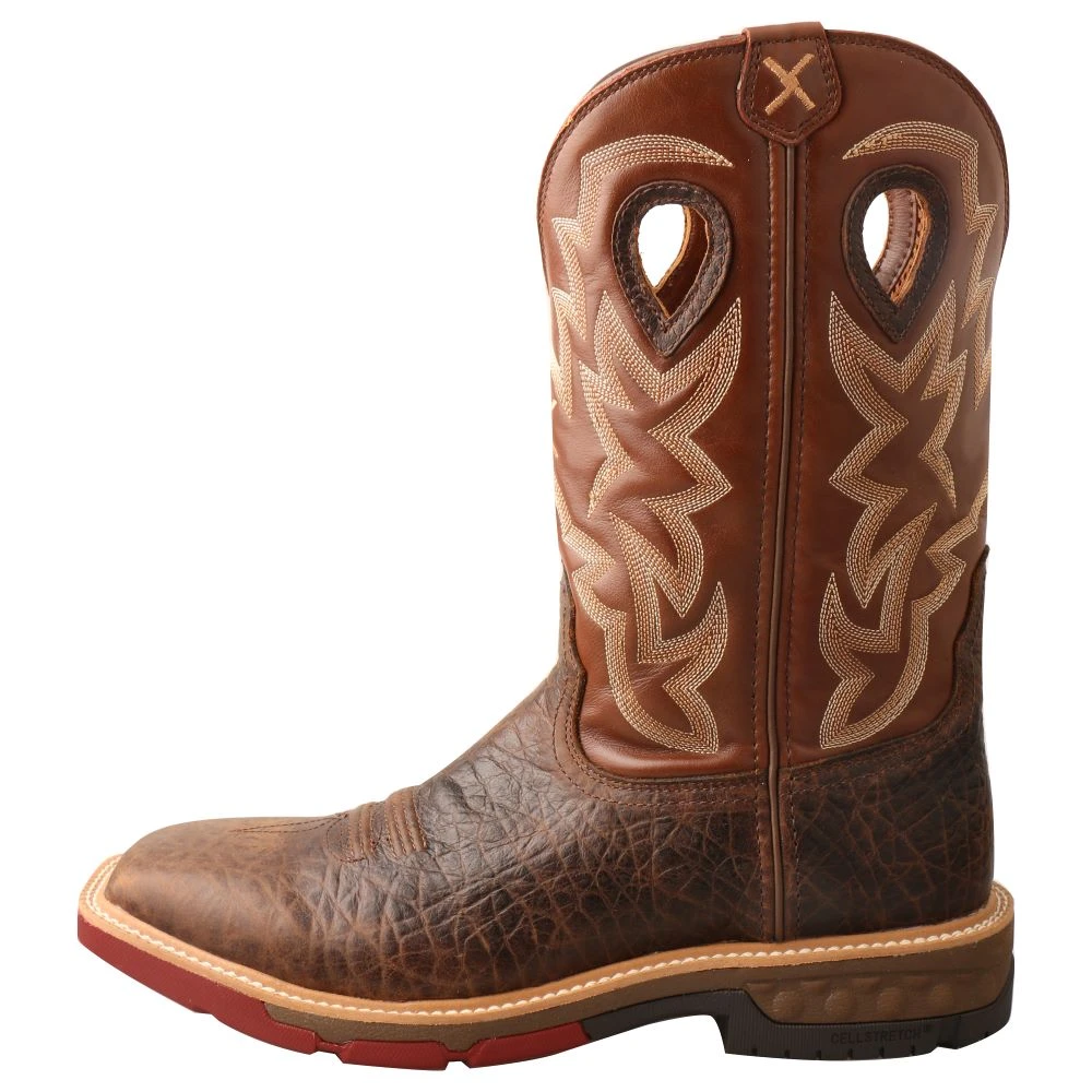 Twisted X Boots 'Twisted X' Men's 12" Cellstretch WP Western Square Toe - Smokey Chocolate / Spice - Image 5