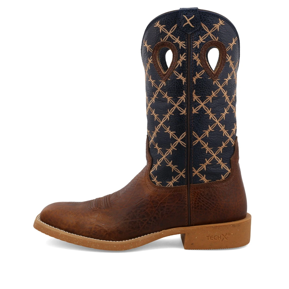 Twisted X Boots 'Twisted X' Men's 12" Tech X Western Square Toe - Rustic Brown/ Navy - Image 7