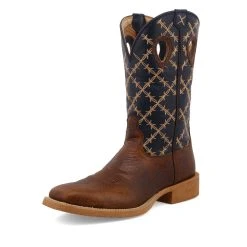 Twisted X Boots 'Twisted X' Men's 12" Tech X Western Square Toe - Rustic Brown/ Navy