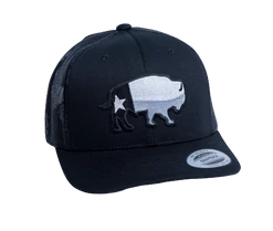 'Red Dirt Hat Company' Men's Texas Buffalo Greyscale Cap - Black