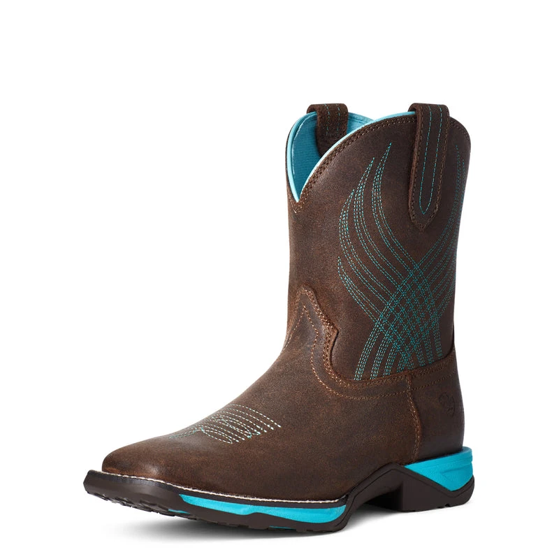 'Ariat' Youth 8" Anthem Western Square Toe - Brown Croco Print - Image 5