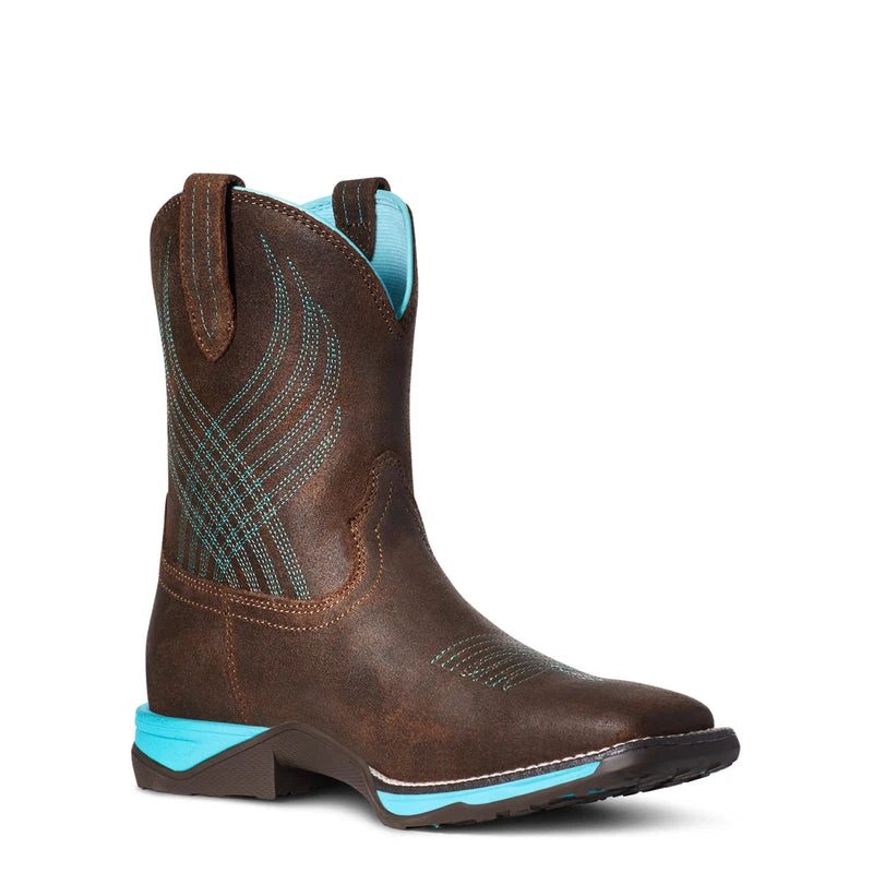 'Ariat' Youth 8" Anthem Western Square Toe - Brown Croco Print - Image 6