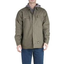 'Berne' Men's Throttle Hooded Shirt Jacket - Sage