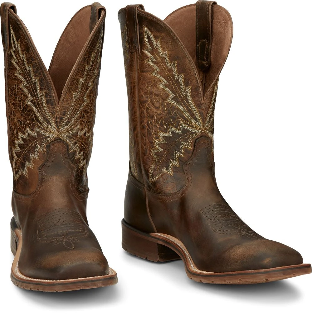 'Tony Lama' Men's 11" Bowie Western Square Toe - Oak - Image 6