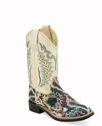 'Old West' Children's Broad Square Toe - Multi / Cream
