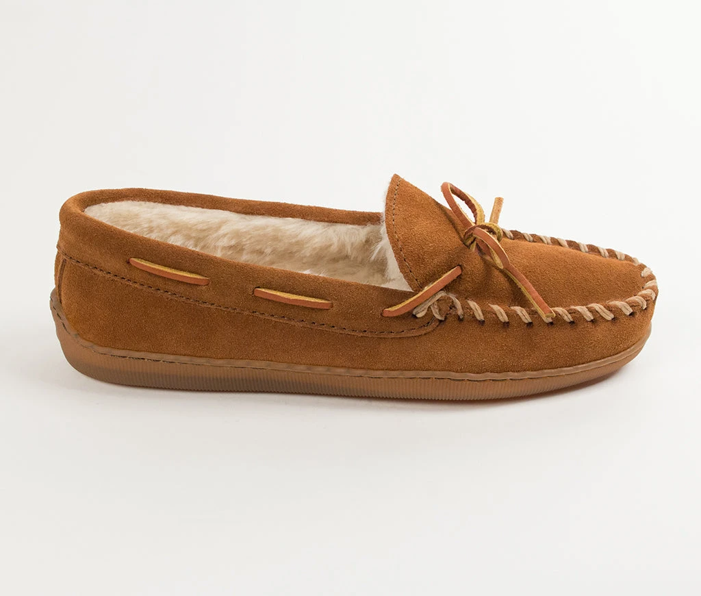 Minnetonka Moccasin Co 'Minnetonka' Men's Pile Lined Hardsole Moc Slipper - Brown - Image 2