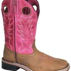 Smoky Mountain Boots 'Smoky Mountain' Children's Tracie Western Square Toe - Brown Distress / Pink Distress